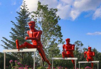 室內跨欄雕塑 仿真景觀體育雕塑 大型運動員雕塑