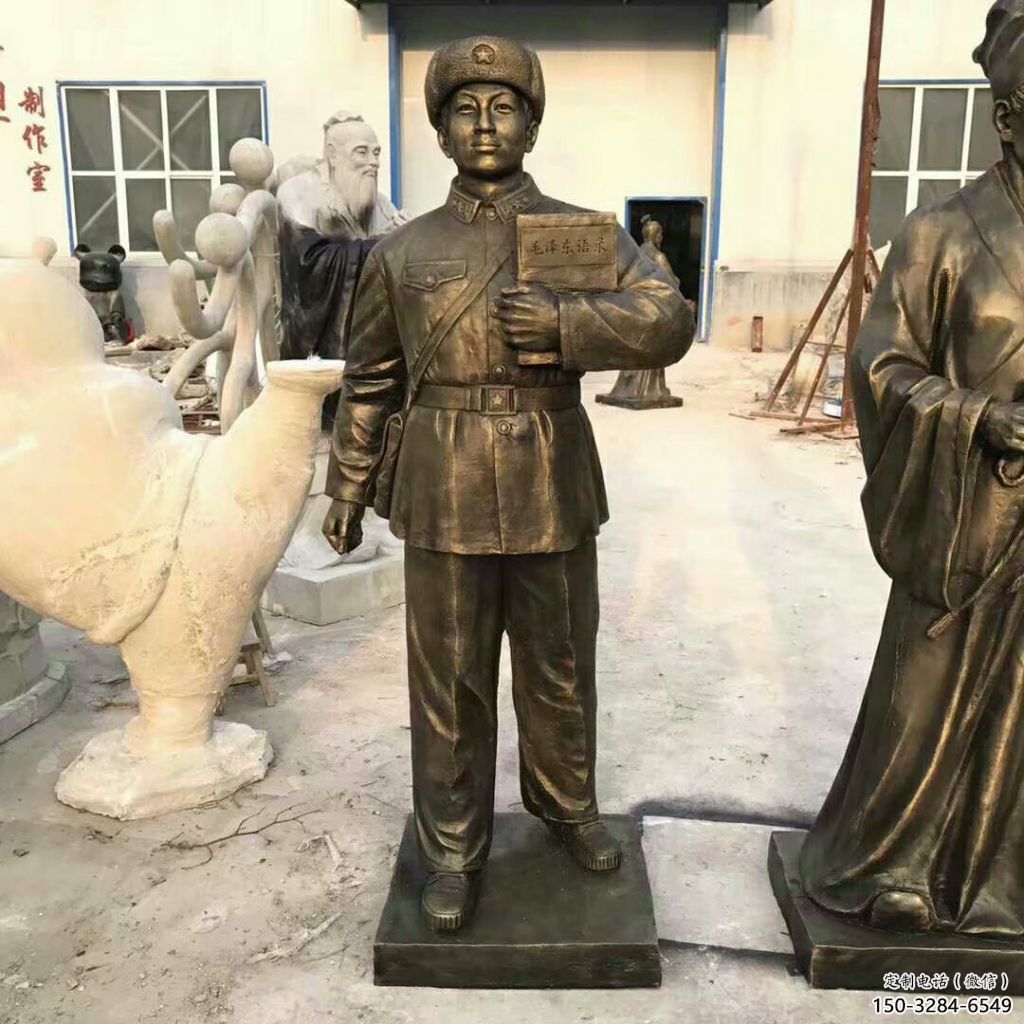 景觀雷鋒雕塑 仿真景觀古代雕塑 黃銅英雄雕塑