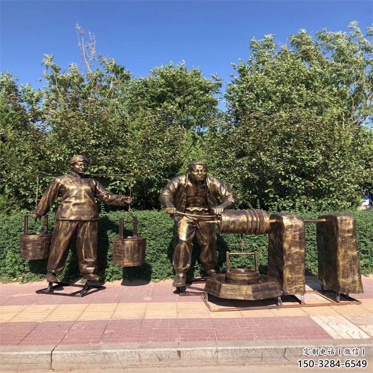 美陳茶道雕塑 戶外民俗雕塑 酒店制茶雕塑