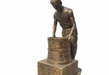 茶道雕塑 烤漆大型制茶雕塑 彩繪民俗文化雕塑