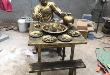 農(nóng)村火鍋雕塑 抽象藝術(shù)小吃雕塑 烤漆民俗雕塑