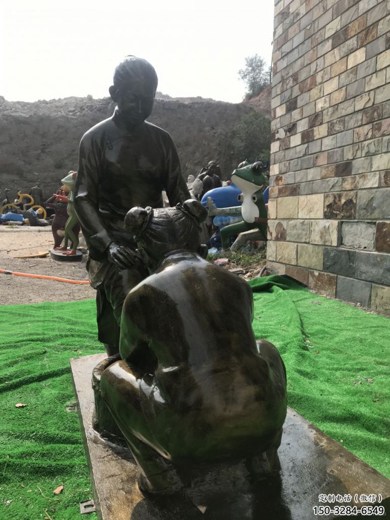 街道孝道雕塑 現代景觀人物雕塑 彩繪文化雕塑