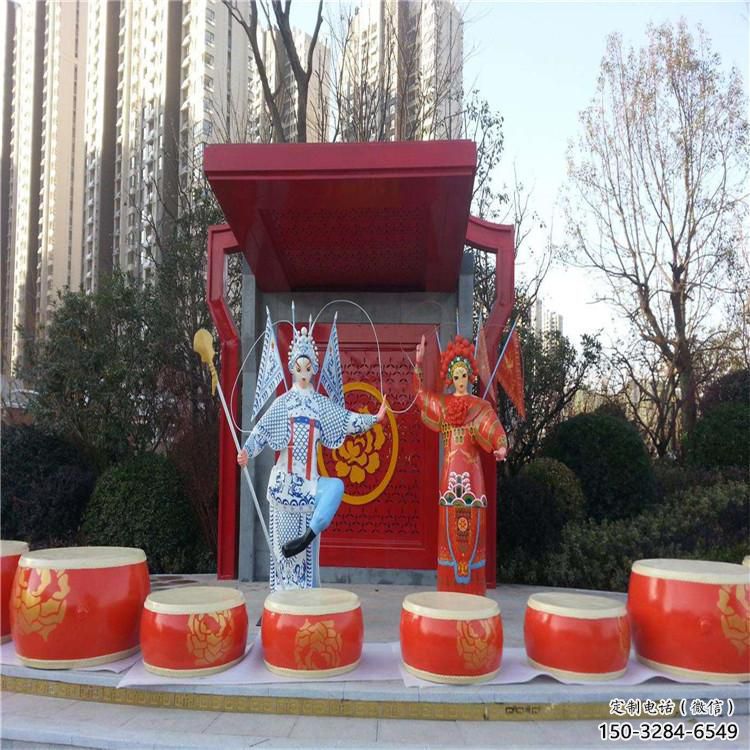 京劇雕塑 仿真唱戲雕塑 烤漆民俗雕塑