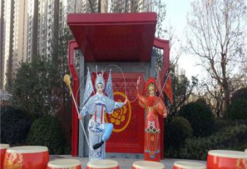 京劇雕塑 仿真唱戲雕塑 烤漆民俗雕塑