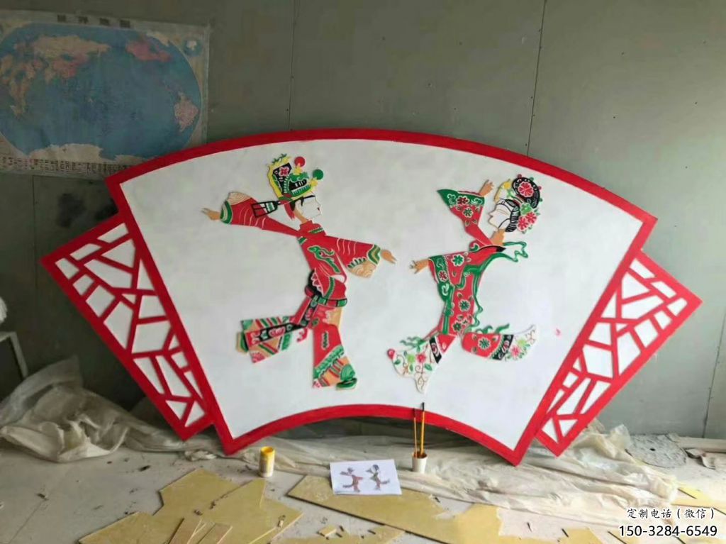 農(nóng)村皮影雕塑 抽象藝術(shù)傳統(tǒng)雕塑 烤漆雕塑
