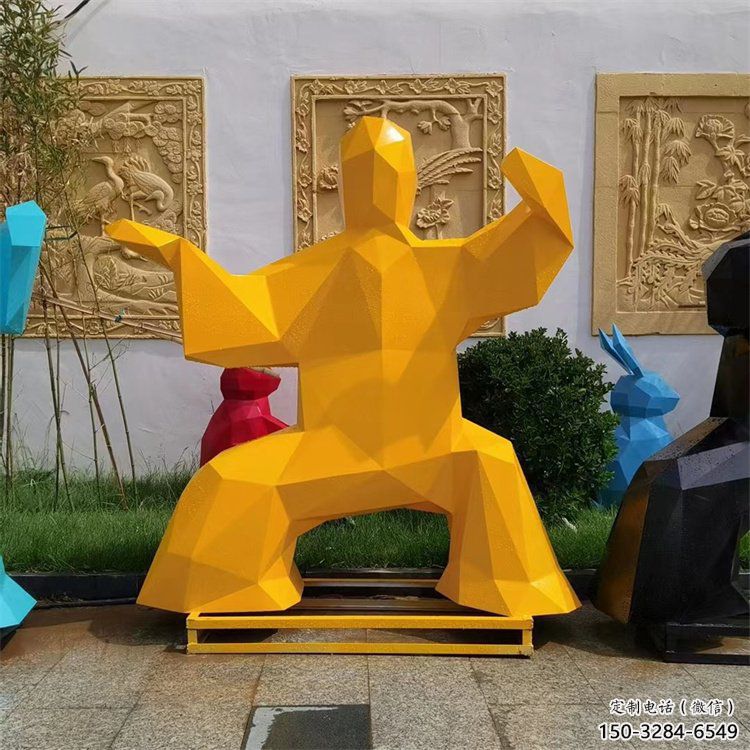 室內(nèi)武術(shù)雕塑 仿真功夫雕塑 大型練拳雕塑