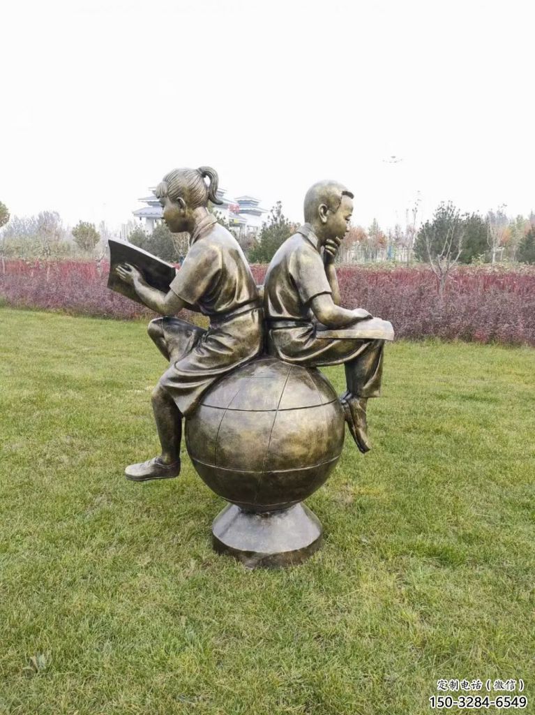 仿古看書雕塑 彩繪人物雕塑 現(xiàn)代學(xué)生雕塑