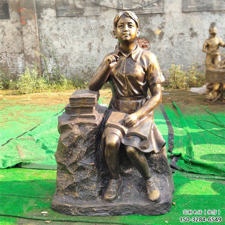 公園看書雕塑 戶外人物雕塑 抽象學(xué)生雕塑