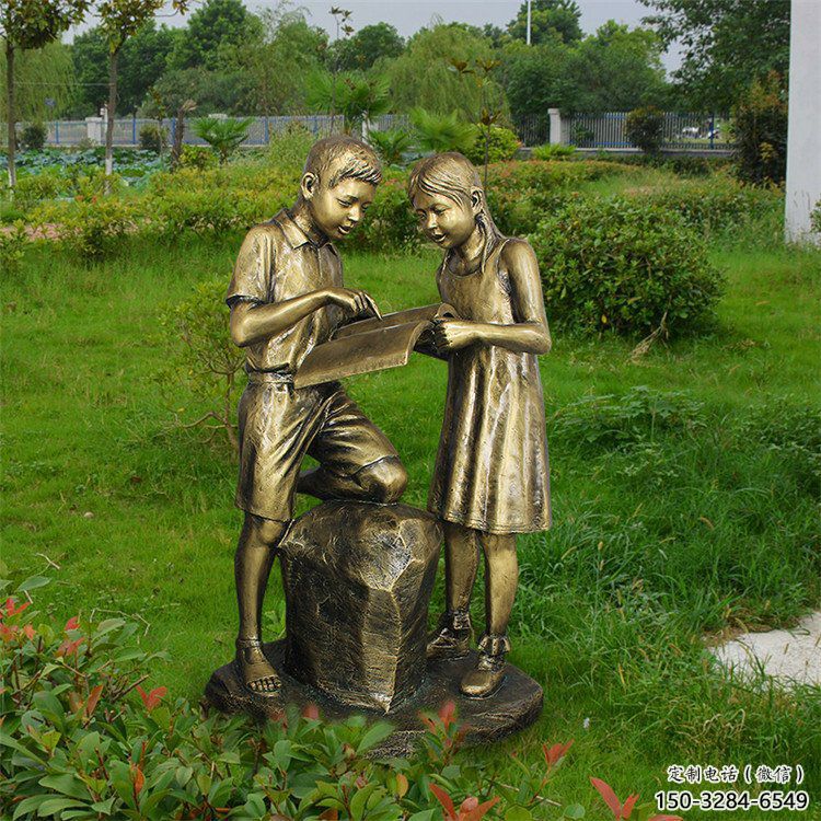 看書雕塑 景觀美陳人物雕塑 噴漆學生雕塑