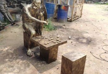 大門口下象棋雕塑 發(fā)光公園雕塑 仿真民俗雕塑