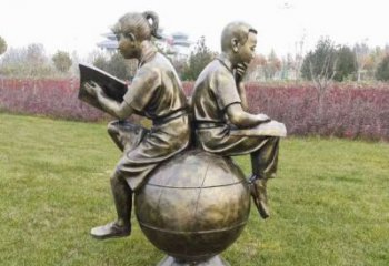 仿古看書雕塑 彩繪人物雕塑 現(xiàn)代學(xué)生雕塑