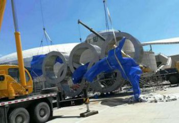 運動場建筑雕塑，不銹鋼五環(huán)雕塑，廣場建筑