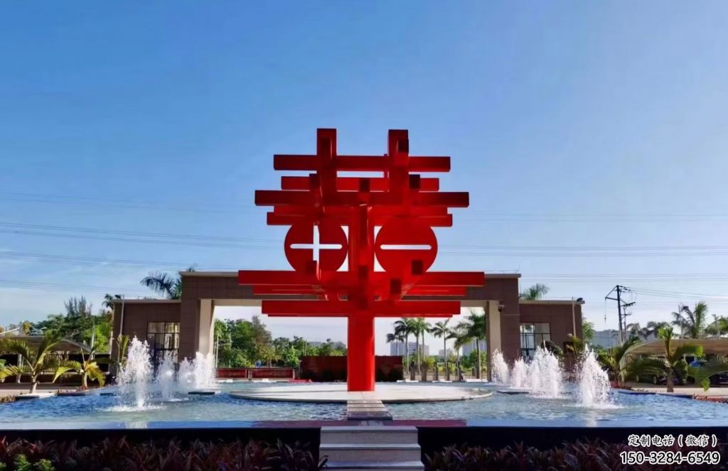 鍛造中國結雕塑 懸空餐飲店雕塑 戶外文化雕塑