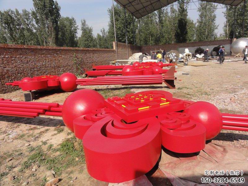 公園中國(guó)結(jié)雕塑廠家，烤漆工藝制作，民俗文化標(biāo)識(shí)