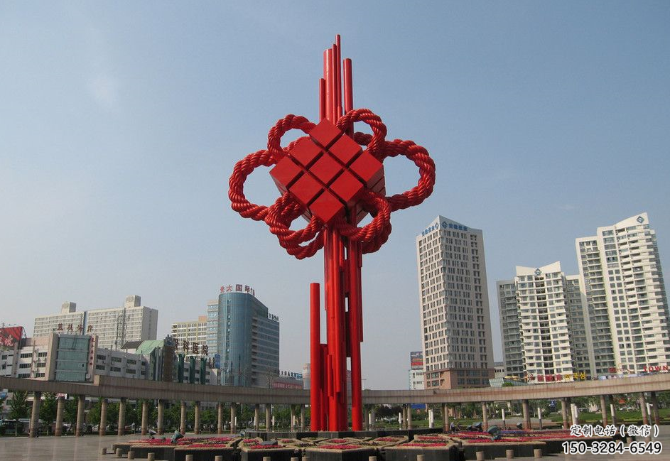 庭院中國結雕塑廠家，烤漆工藝制作，民俗文化標識