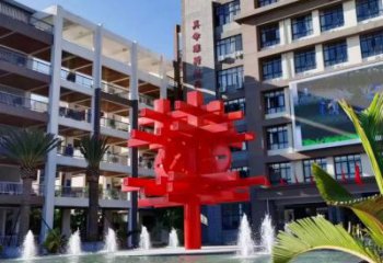 拉絲中國結雕塑 鏤空創(chuàng)意雕塑 別墅區(qū)文化雕塑