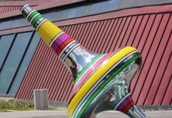 商業(yè)街陀螺雕塑 烤漆雕塑 彩繪地標(biāo)雕塑