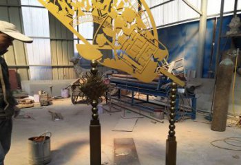 幾何扇子雕塑 發光公園雕塑 大門口扇形雕塑