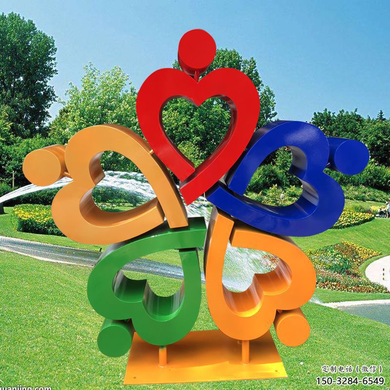 大型愛心雕塑 歐式步行街雕塑 彩繪雕塑