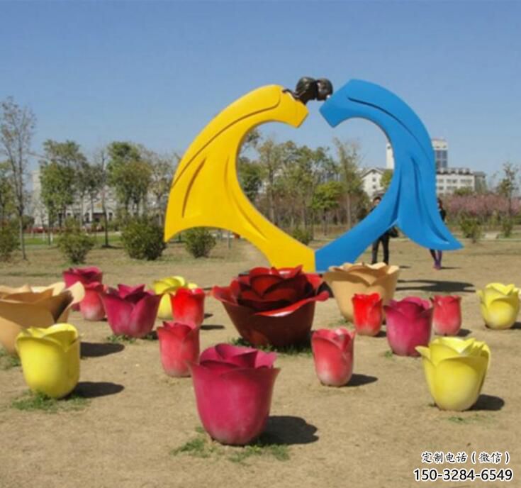 公園心形雕塑 創意企業雕塑 美陳愛情雕塑