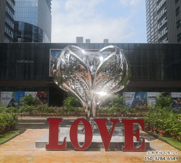 街道心形雕塑 現(xiàn)代桃心雕塑 彩繪愛情雕塑