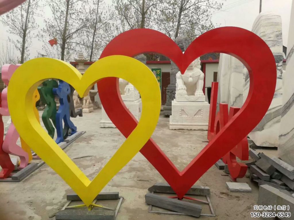 園林心形雕塑 大型桃心雕塑 中式愛情雕塑