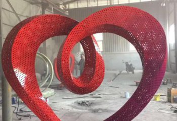 酒店雙心雕塑 景觀美陳雕塑 現(xiàn)代心心相印雕塑