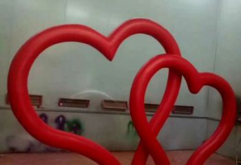 商業(yè)街雙心雕塑 烤漆雕塑 彩繪心心相印雕塑