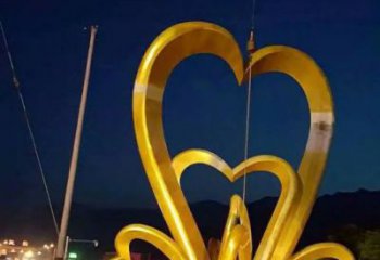 室內雙心雕塑 仿真桃心雕塑 大型心心相印雕塑