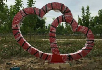 雙心雕塑 抽象藝術(shù)雕塑 烤漆心心相印雕塑