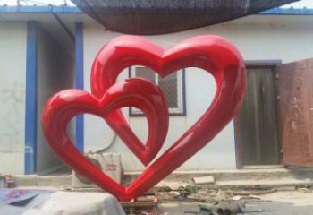 心心相印不銹鋼雕塑 烤漆景觀擺件，小區廣場擺件