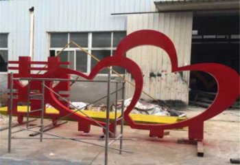 住宅小區(qū)雙心雕塑 啞光桃心雕塑 公園心心相印雕塑