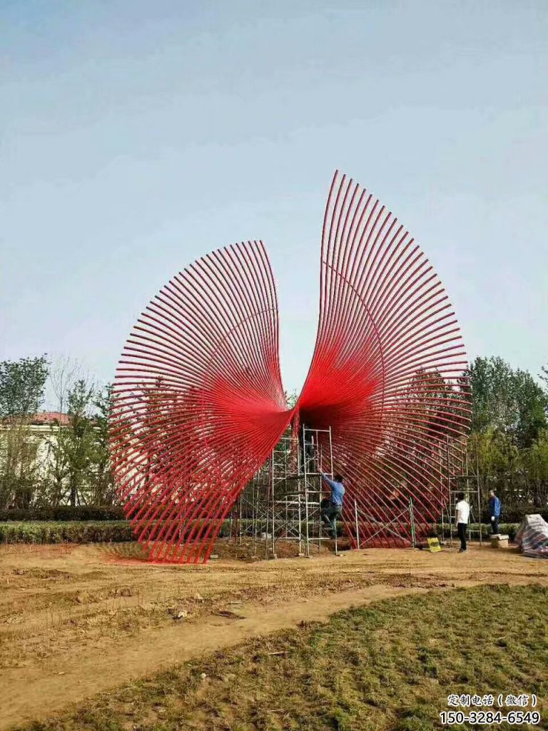 步行街鳳尾雕塑 游樂(lè)場(chǎng)展翅造型 鑄造雕塑