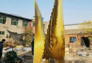 房地產鳳尾雕塑 現代展翅造型 幾何雕塑