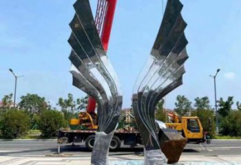 園林鳳尾雕塑，噴漆景觀雕塑，網格形式