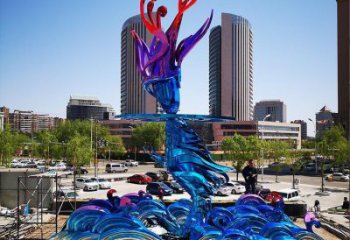 街頭浪花雕塑 大型別墅區波浪雕塑 鋼管波浪雕塑