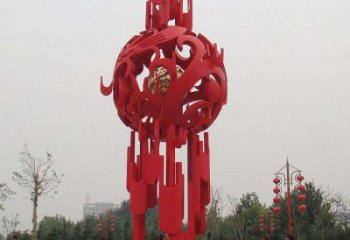 鋼管燈籠雕塑 異形噴水雕塑 農(nóng)村雕塑