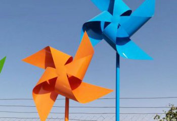 戶外風(fēng)車雕塑 噴漆風(fēng)動(dòng)雕塑 燈光旋轉(zhuǎn)雕塑