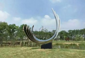 酒店月牙雕塑 景觀雕塑 現(xiàn)代月亮牙雕塑