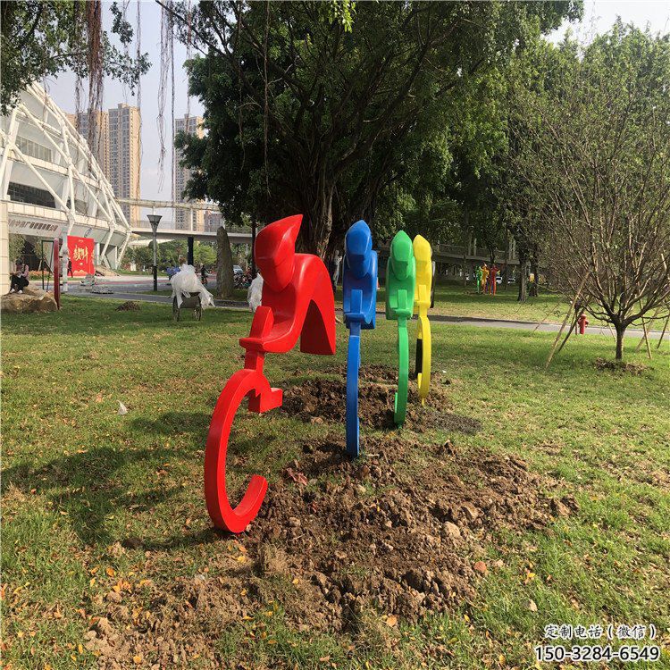 自行車雕塑 仿真體育雕塑 烤漆運動員雕塑