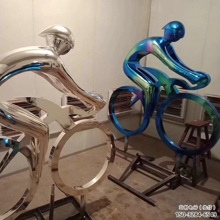 自行車雕塑廠家 景觀體育雕塑 噴漆運(yùn)動(dòng)員雕塑