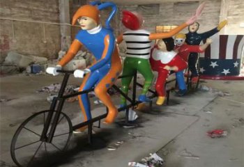 步行街自行車雕塑 游樂(lè)場(chǎng)體育雕塑 鑄造運(yùn)動(dòng)員雕塑