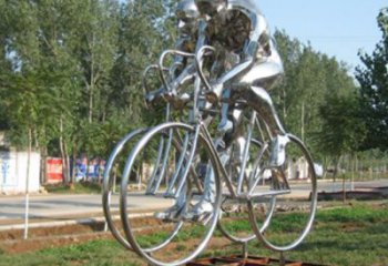 彩繪自行車雕塑 電鍍現(xiàn)代體育雕塑 公園運(yùn)動(dòng)員雕塑