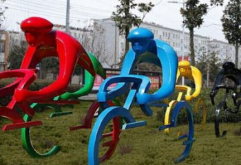 公園自行車雕塑 創意企業運動員雕塑 美陳體育雕塑