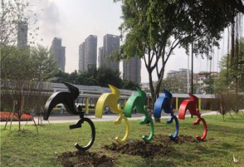 游樂場自行車雕塑 發光公園運動員雕塑 噴漆體育雕塑