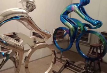自行車雕塑廠家 景觀體育雕塑 噴漆運(yùn)動員雕塑
