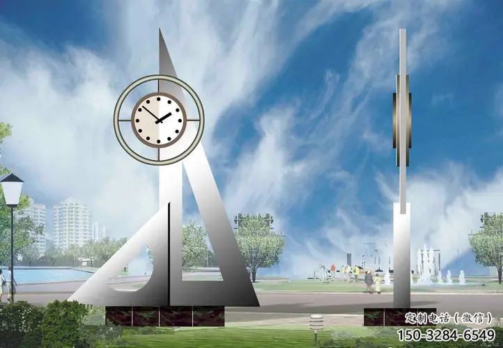 時(shí)鐘鐘表雕塑 剪影時(shí)鐘雕塑 商業(yè)街雕塑