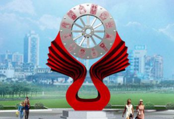 烤漆鐘表雕塑 鋼管時鐘雕塑 室內雕塑