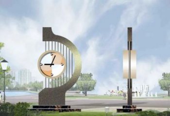 噴漆鐘表雕塑 中式村口時鐘雕塑 草地雕塑