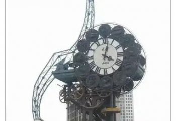 現代鐘表雕塑 大型別墅區時鐘雕塑 彩繪雕塑